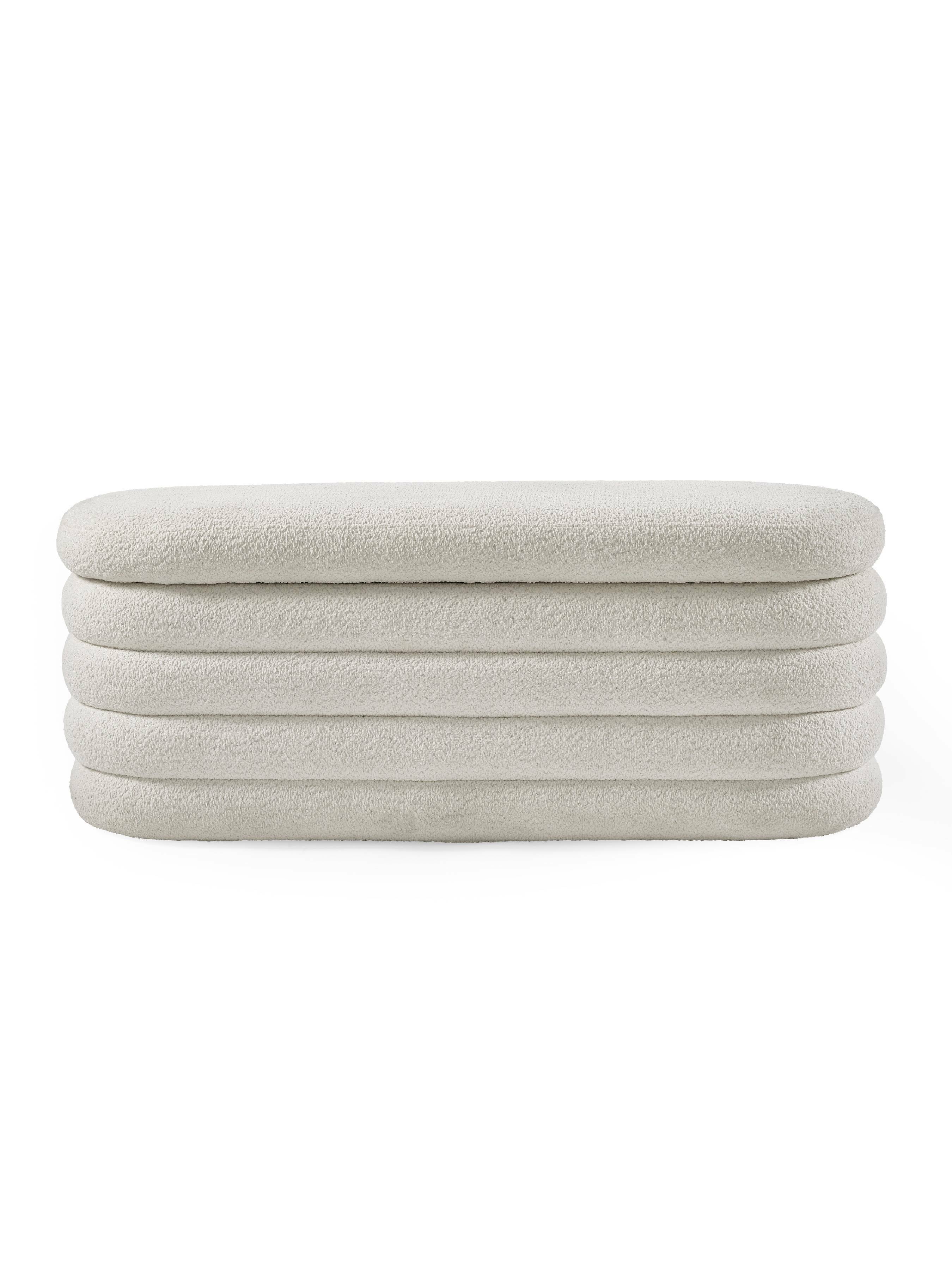 Alana Ivory Boucle Ottoman Storage Bench